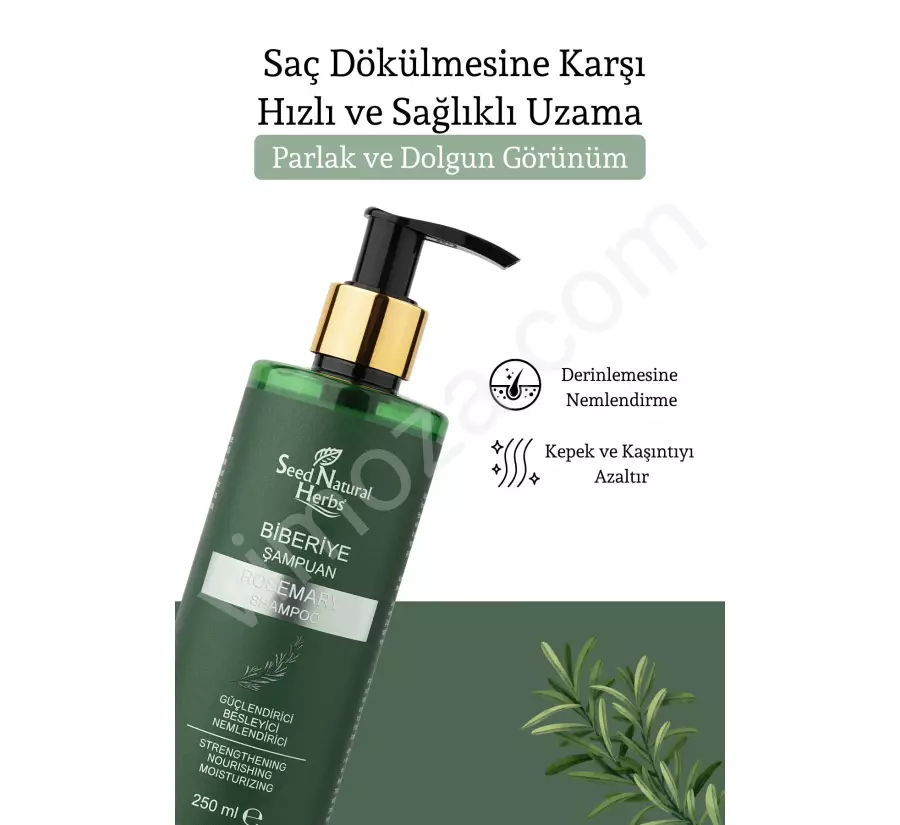 Seed Natural Herbs Biberiye Şampuanı Dökülme Karşıtı ve Hızlı Uzamaya Yardımcı Keratin Özlü 250 ml_2