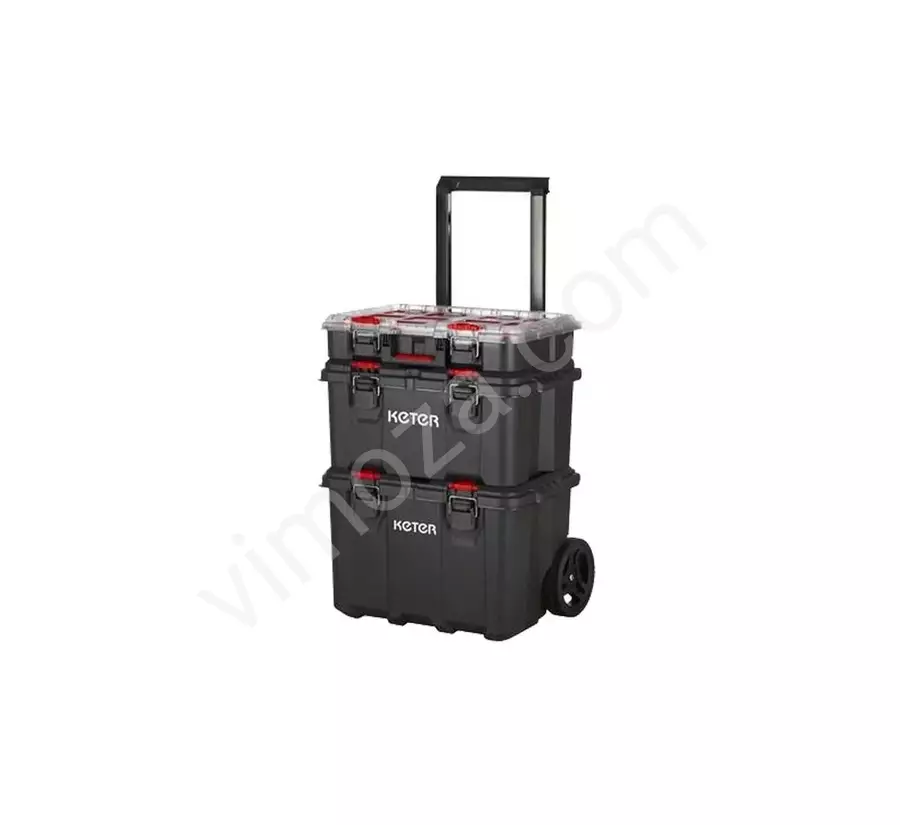 KETER PACK N STACK HART MODULAR SYSTEM 3 KATLI TEKERLEKLİ TAKIM ÇANTASI_1