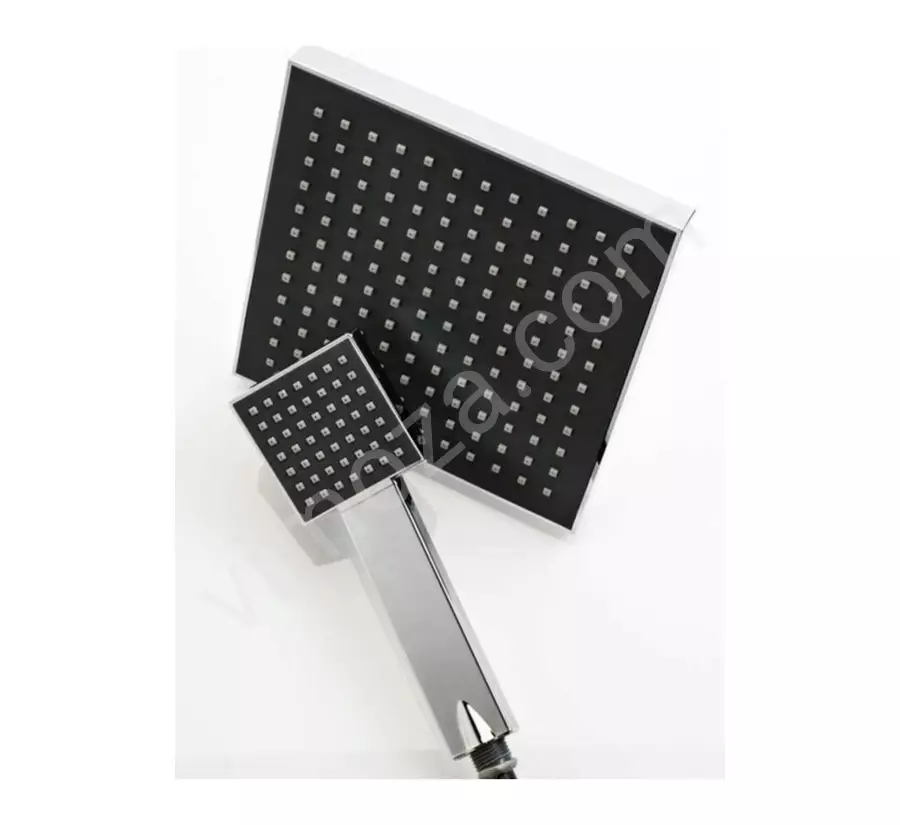 Duş Takımı Komple Set Krom Kare Tasarım Tepe ve El Duş Takımı_3
