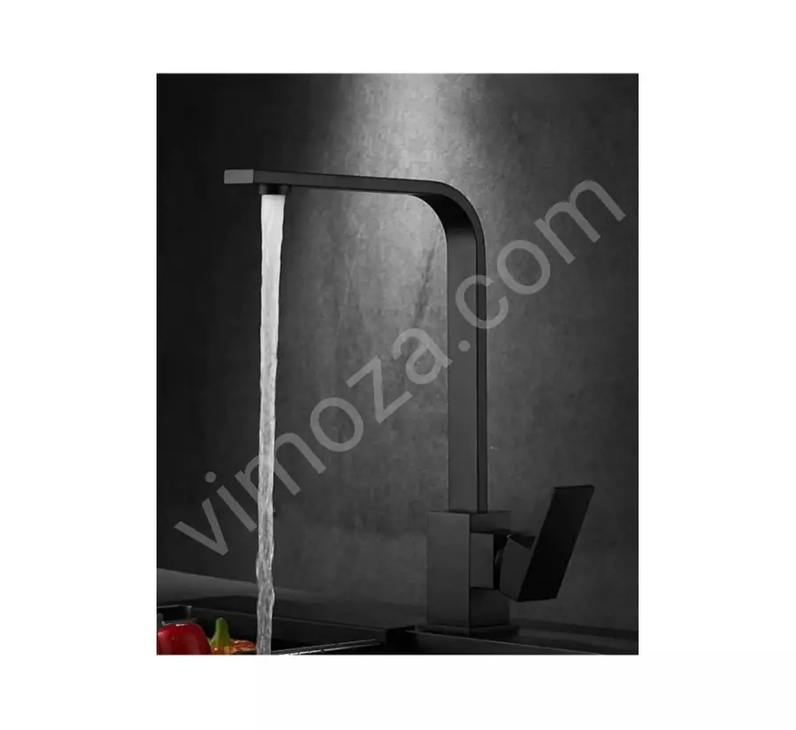 Siyah Kare Mutfak Eviye Musluk Bataryası Lüx Garantili Yerli Üretim