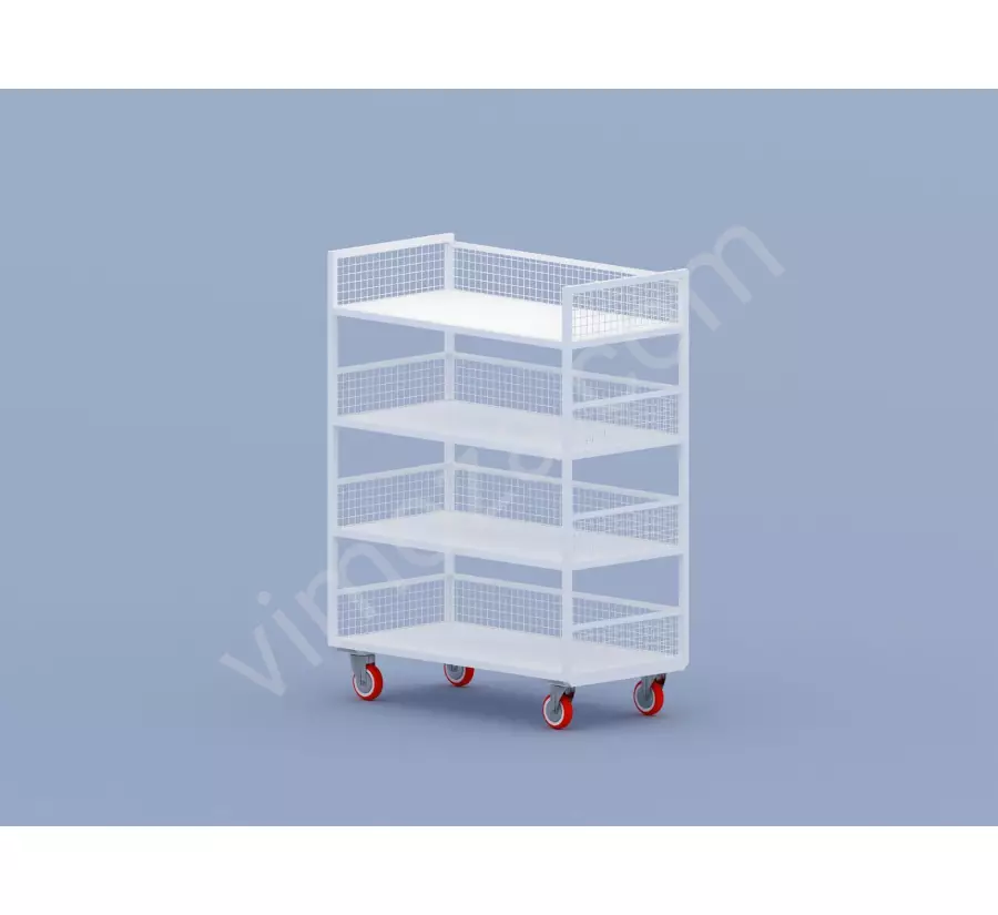 Four-Shelf Cart with Woven Wire Mesh KM63_1