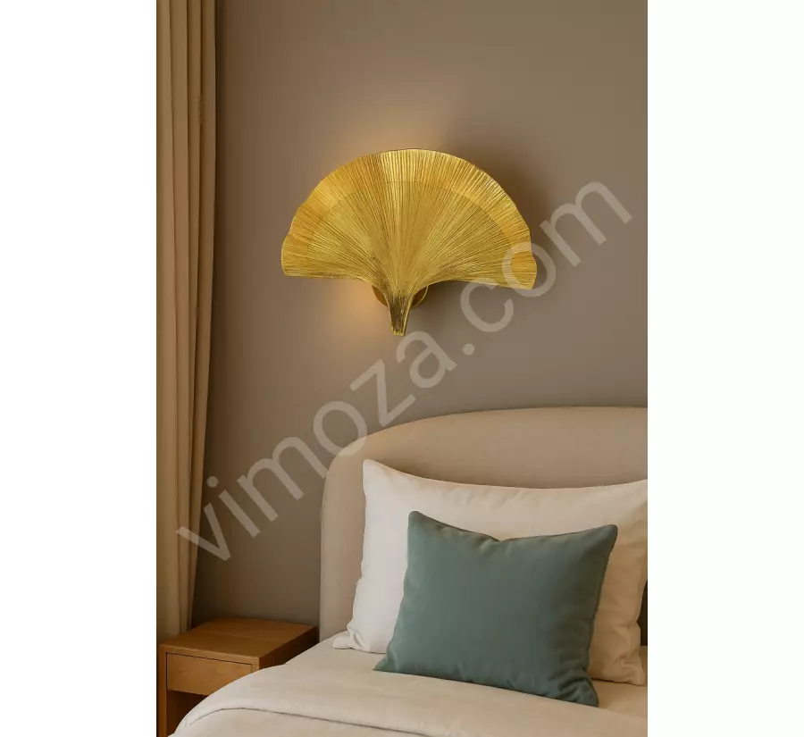 2-Light Leaf Aluminum Wall Sconce - Gold Color Battery-Powered Rechargeable