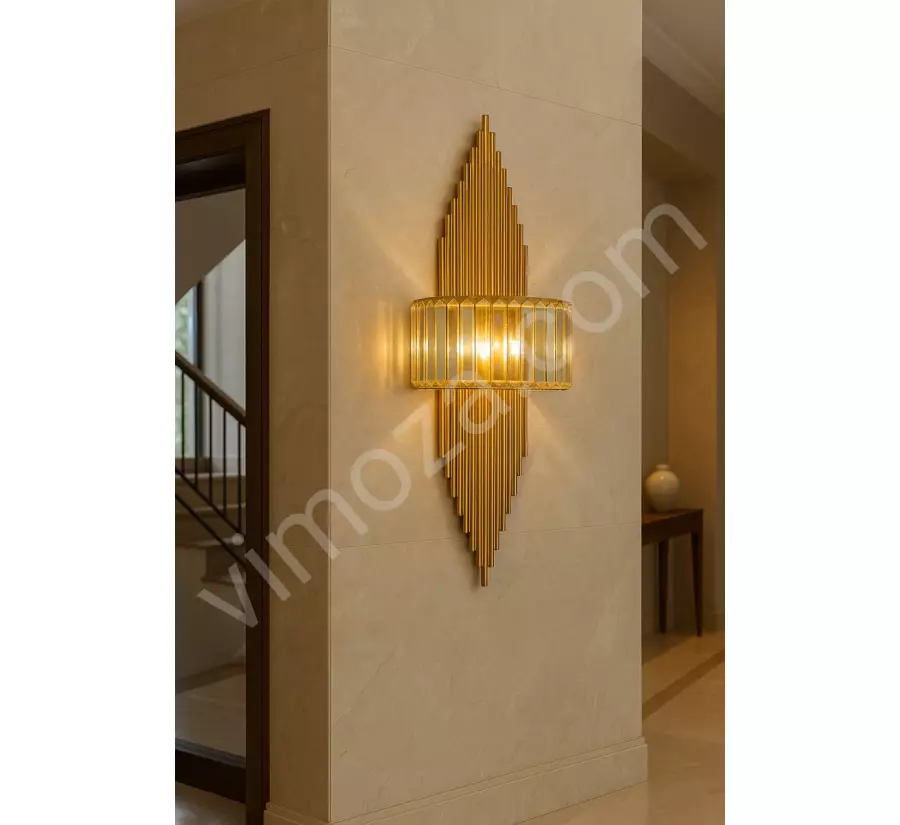 Single-Storey Pipe Wall Lamp - Gold Color Battery-Powered Electric Rechargeable.