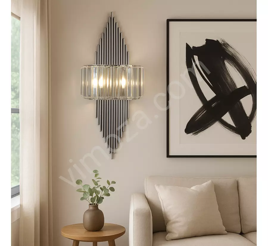 Single-Storey Pipe Wall Lamp - Silver Color Battery-Powered Electric Rechargeable.