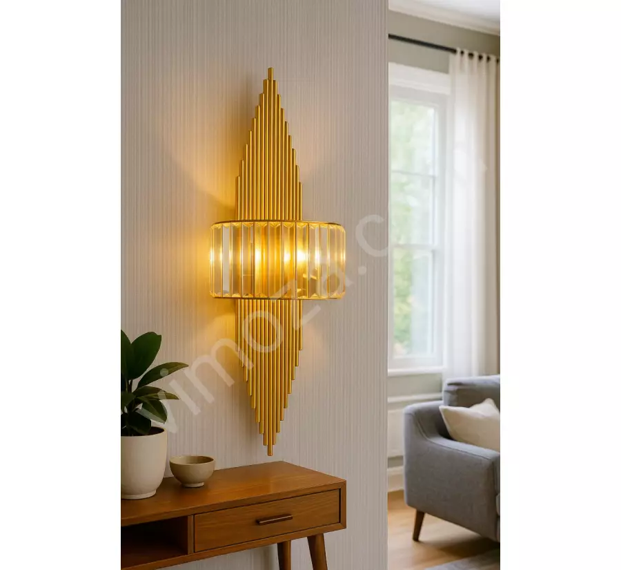Two-Tiered Wall Lamp - Gold Color Battery-Powered Electric Rechargeable