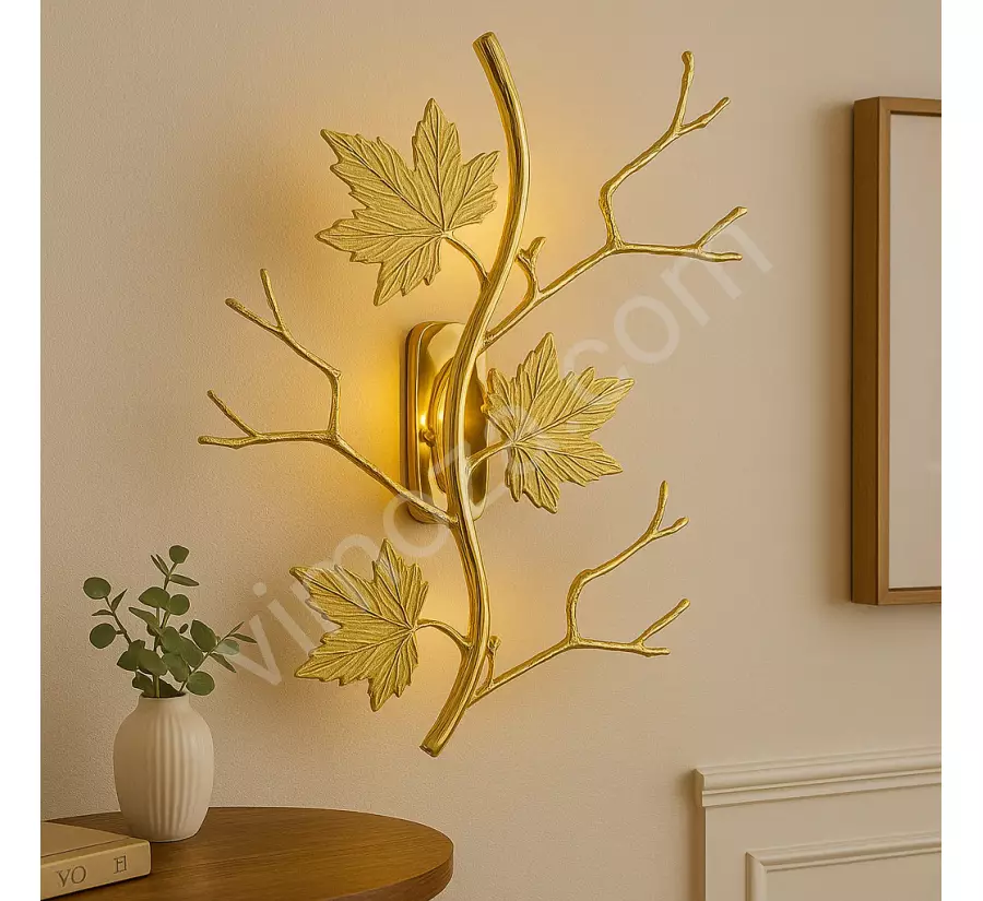 Triple Casting Leaf Applique - Brass Gold Color Battery-Powered Electric Rechargeable